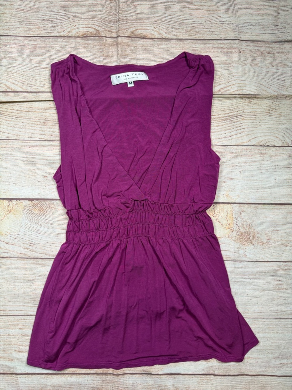 Trina Turk Magenta Sleeveless V-Neck Tank Top